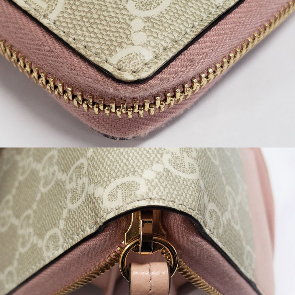 ダブルGジップアラウンド ロングウォレット 456117 長財布 GGスプリームキャンバス ダスティピンク ベージュ/181554【中古】