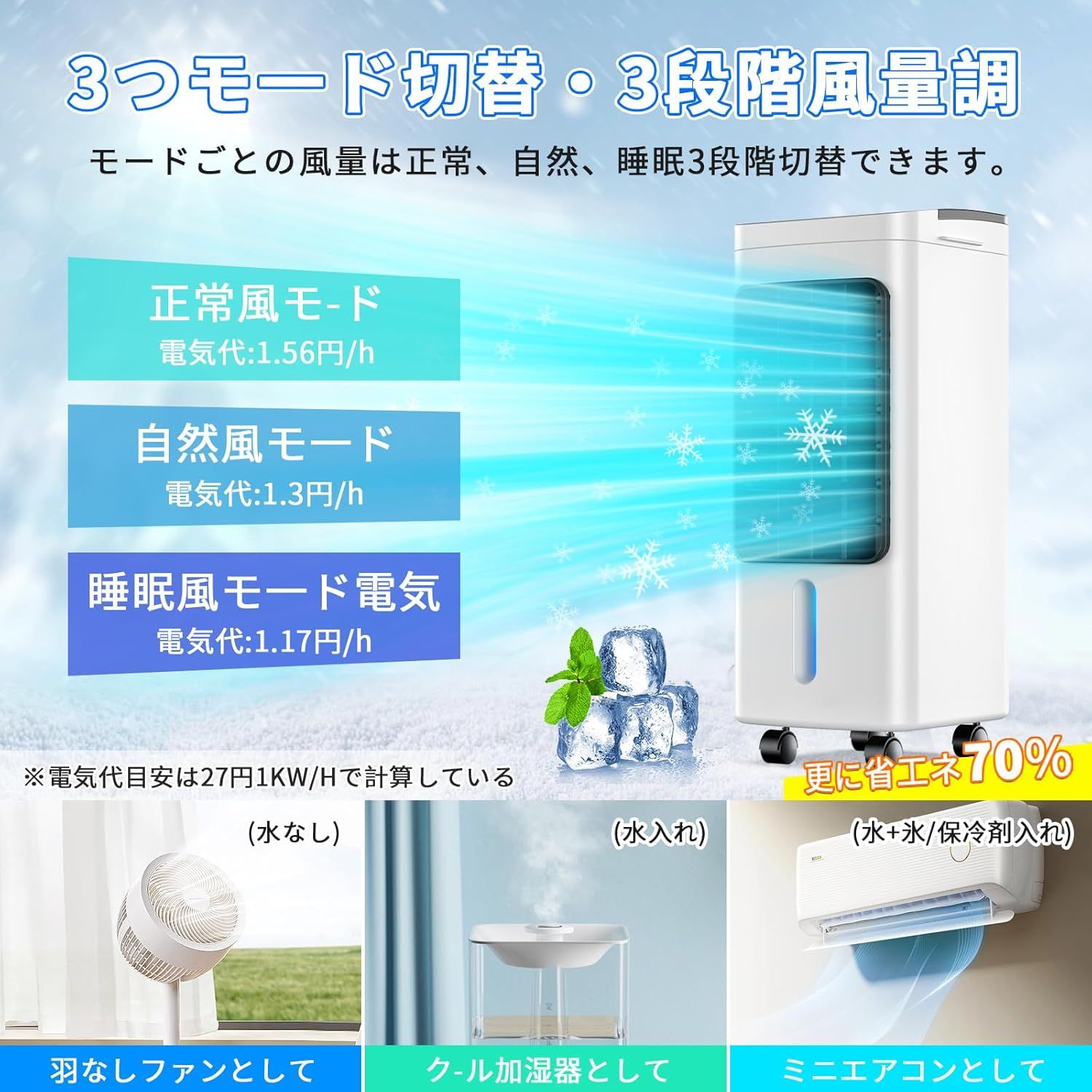 冷風機 冷風扇 冷風扇風機 冷房 強力送風 6L大容量タンク 3つモード 3段階風量切替 自動首振り ルーバー機能 12H切/入タイマー 水不足提示 氷入れ リモコン遠隔操作 キャスター 冷風機 冷風扇 冷風扇風機 冷房 強力送風 6L大容量タンク 3つモード 3段階風量切替 自動首振り ルーバー機能 12H切/入タイマー 水不足提示 氷入れ リモコン遠隔操作 キャスター