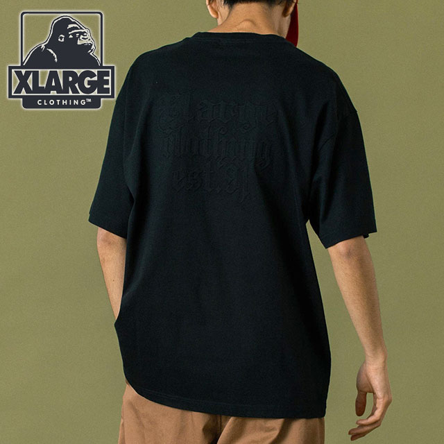 メール便 エンボスド オールドイングリッシュ ショートスリーブ Tシャツ [101253011031] メンズ x-large エックスラージ トップス 半袖 BLACK 正規取扱店
