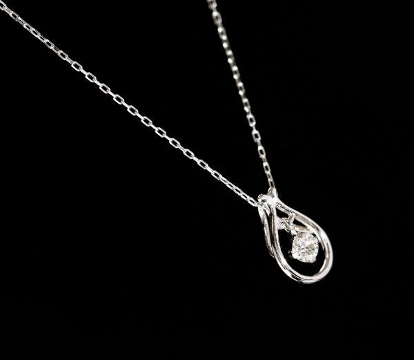 憧れの最高級天然 ダイヤモンド ネックレス 揺れる ドロップ 雫 ダンシング K18 国内生産品高品