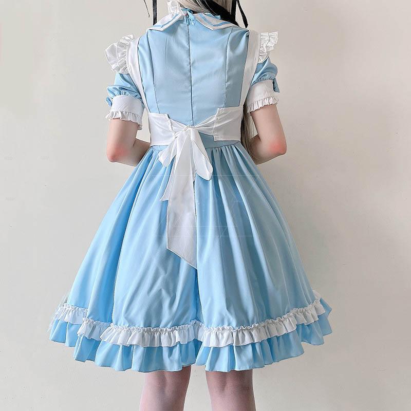 コスプレ衣装メイド服 レディース リボン エンジェル 衣装 ワンピース かわいい 仮装舞踏会 ハロウィン衣装 ホワイト 白 ブルー 青 M XL be282c0c0x1