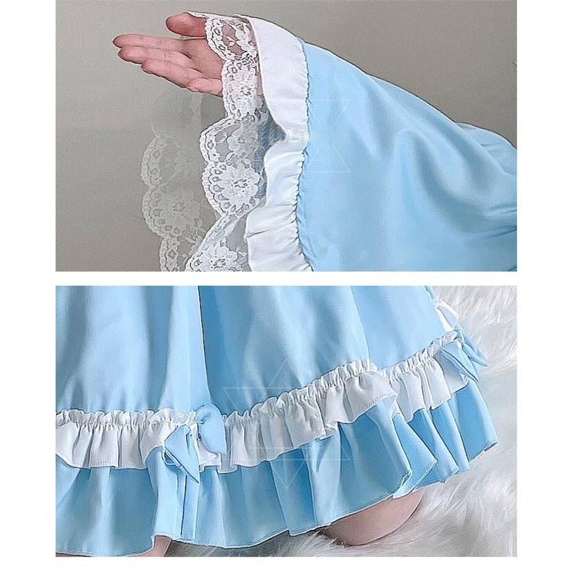 コスプレ衣装メイド服 レディース リボン エンジェル 衣装 ワンピース かわいい 仮装舞踏会 ハロウィン衣装 ホワイト 白 ブルー 青 M XL be282c0c0x1