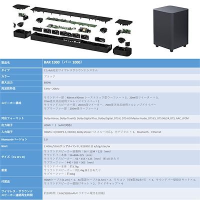 Qoo10] サウンドギア JBL BAR 1000 サウンドバー/ : テレビ・オーディオ