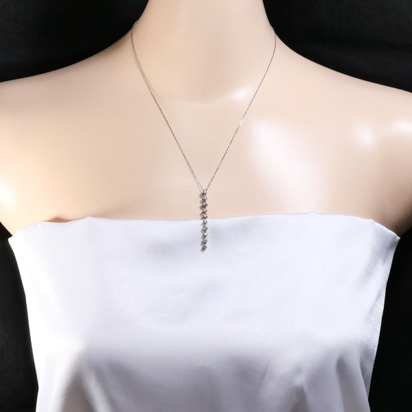 K18 18金 WG ホワイトゴールド ネックレス ダイヤ 0.50 約45cm ジュエリー 中古