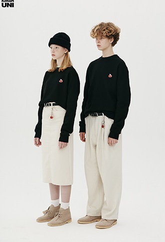 [KIRSH] 公式 UNI MIDDLE CHERRY KNIT JA [BLACK] / 100%正品 / 送料無料 / カップル /UNISEX