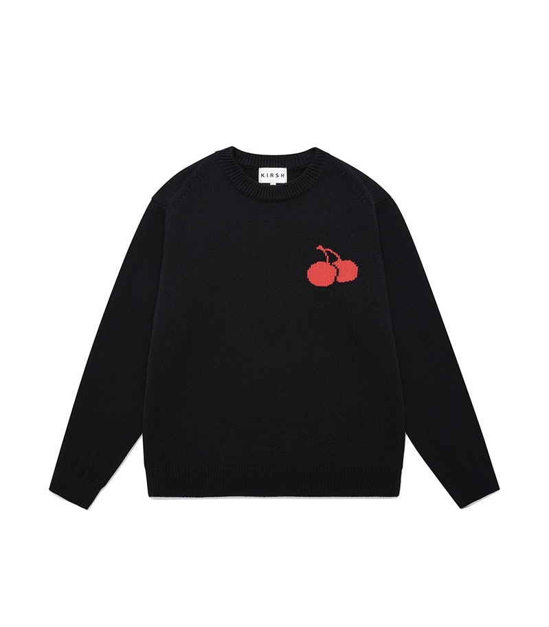 [KIRSH] 公式 UNI MIDDLE CHERRY KNIT JA [BLACK] / 100%正品 / 送料無料 / カップル /UNISEX