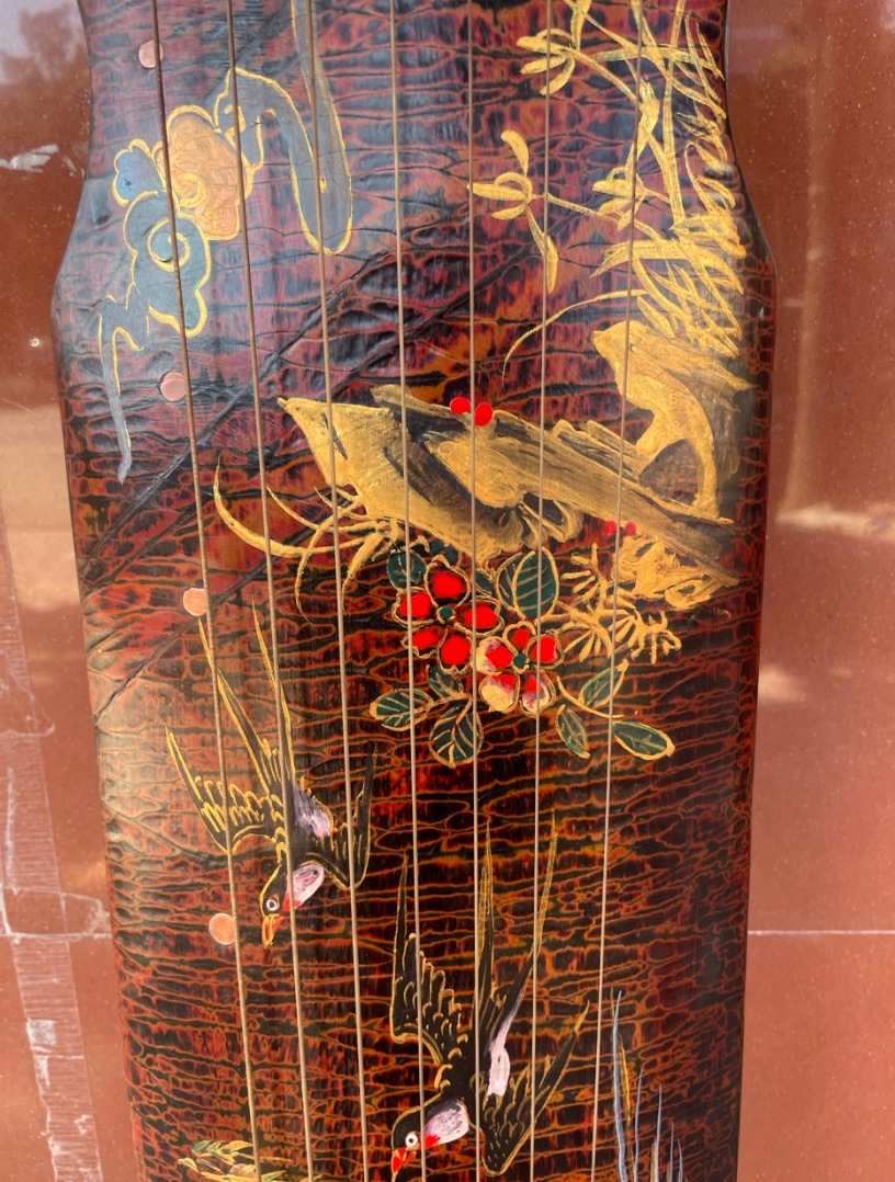 古琴 紫檀木 両面彫刻模様 古いコレクション 中国の弦楽器