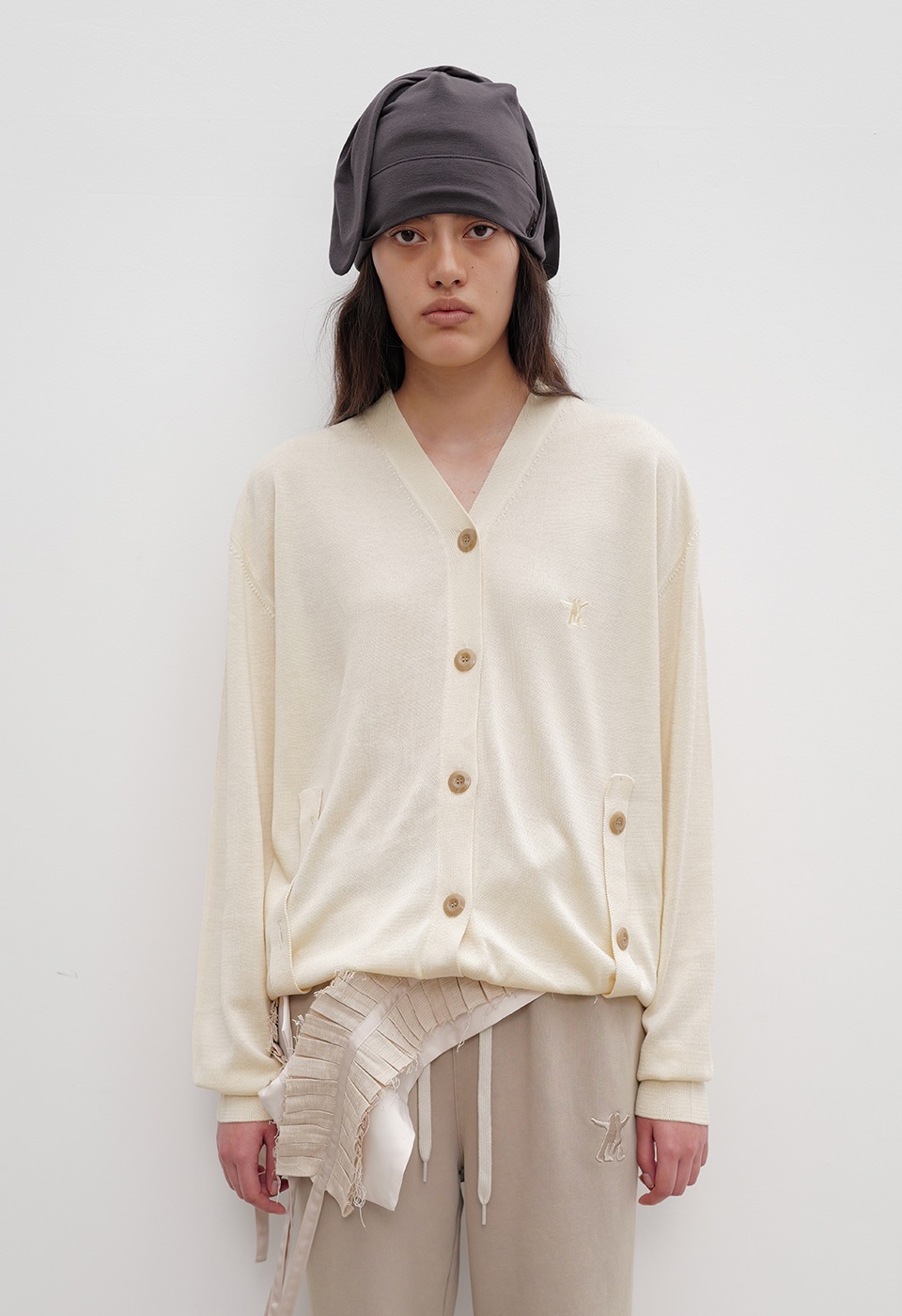 【OPEN Yy】 TWISTED PLACKET CARDIGAN : YELLOW 【OPEN Yy】 TWISTED PLACKET CARDIGAN : YELLOW