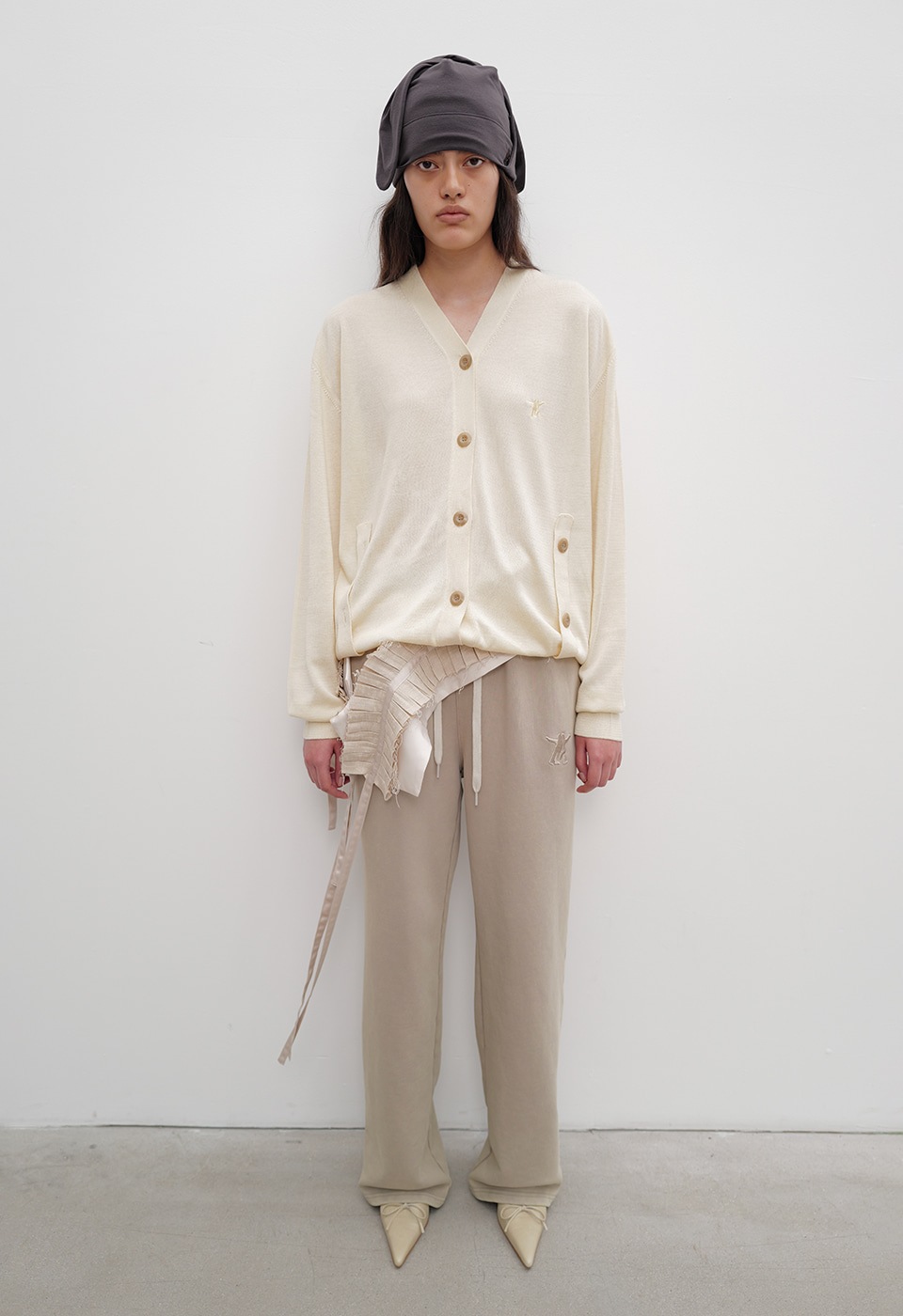 【OPEN Yy】 TWISTED PLACKET CARDIGAN : YELLOW 【OPEN Yy】 TWISTED PLACKET CARDIGAN : YELLOW