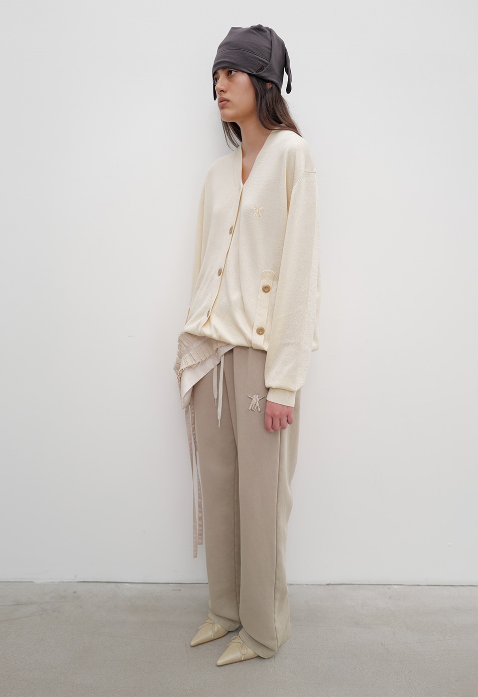 【OPEN Yy】 TWISTED PLACKET CARDIGAN : YELLOW 【OPEN Yy】 TWISTED PLACKET CARDIGAN : YELLOW