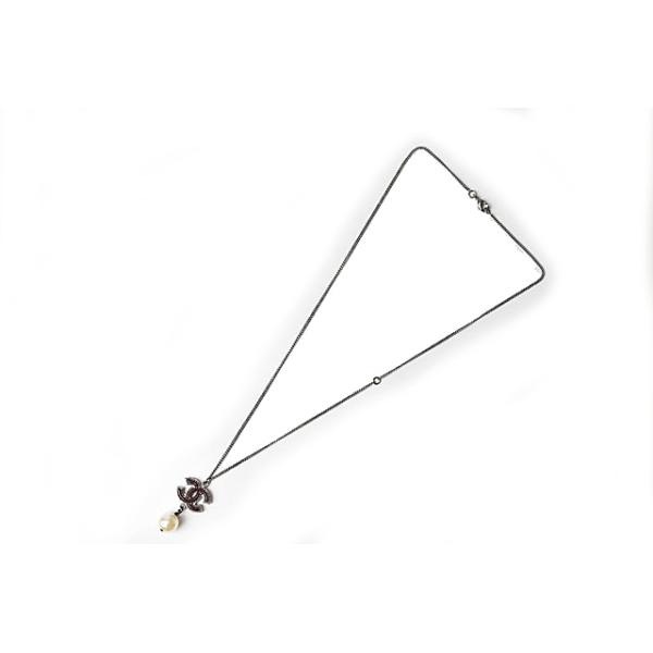 ネックレス/ペンダント 2way CHANEL ココマーク/パールモチーフ バーガンディー/ガンメタル