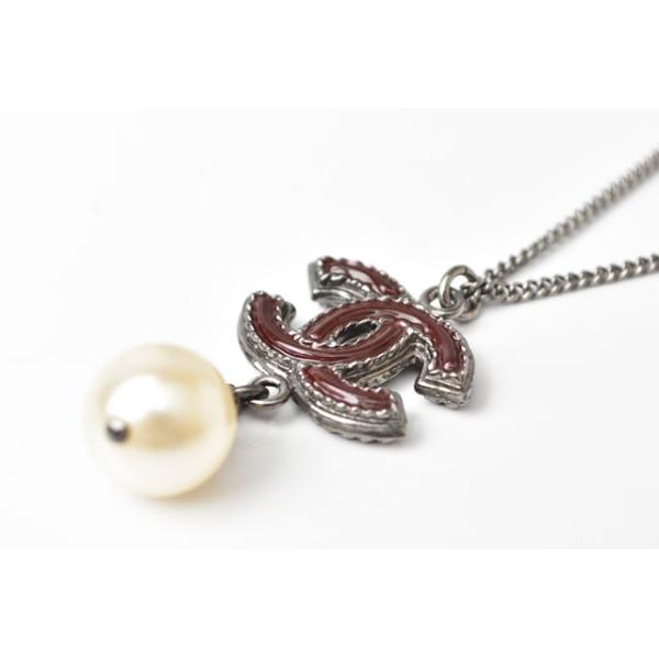 ネックレス/ペンダント 2way CHANEL ココマーク/パールモチーフ バーガンディー/ガンメタル