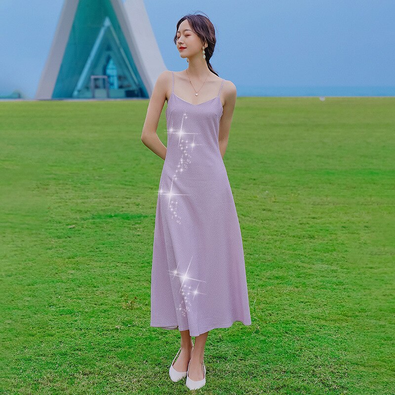 21年マーメイドジ星空のきらびやかなサスペンダーVネックの薄いドレスと気質のセクシーな 母の日