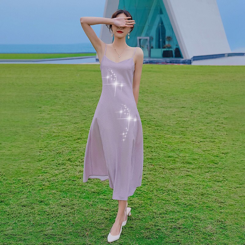 21年マーメイドジ星空のきらびやかなサスペンダーVネックの薄いドレスと気質のセクシーな 母の日