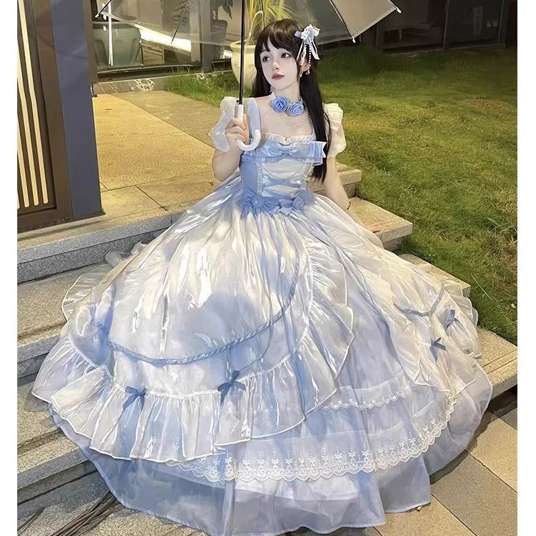 Lolita ジェネレーションカラーフラワーマリッジドレスドレスエレガントバースデードレスロングプリンセスドレス Lolita ジェネレーションカラーフラワーマリッジドレスドレスエレガントバースデードレスロングプリンセスドレス