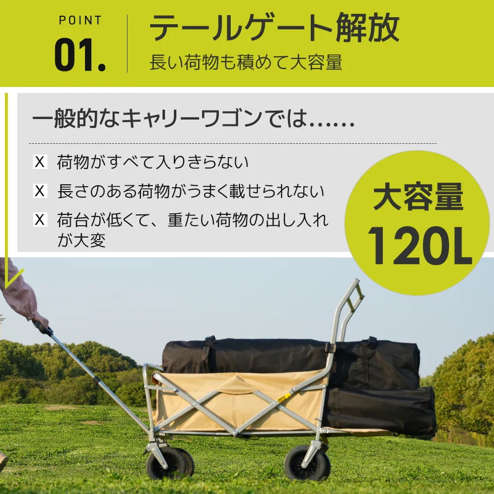 1920【ブラック】両手ハンドル キャリーワゴン アウトドアワゴン 後ろ開け 折りたたみ コンパクト 1920【ブラック】両手ハンドル キャリーワゴン アウトドアワゴン 後ろ開け 折りたたみ コンパクト