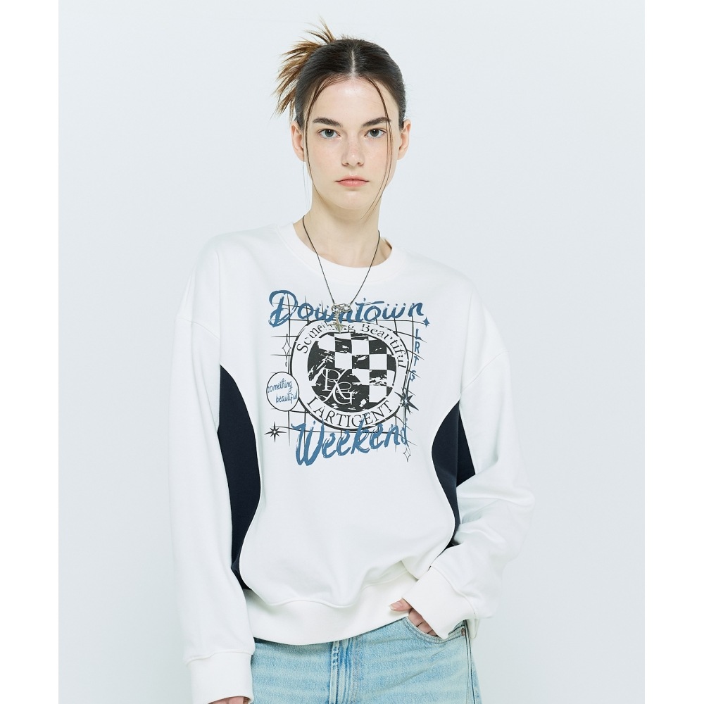 LARTIGENT L6 ダウンチェッカースウェットシャツ(ホワイト) LARTIGENT L6 ダウンチェッカースウェットシャツ(ホワイト)