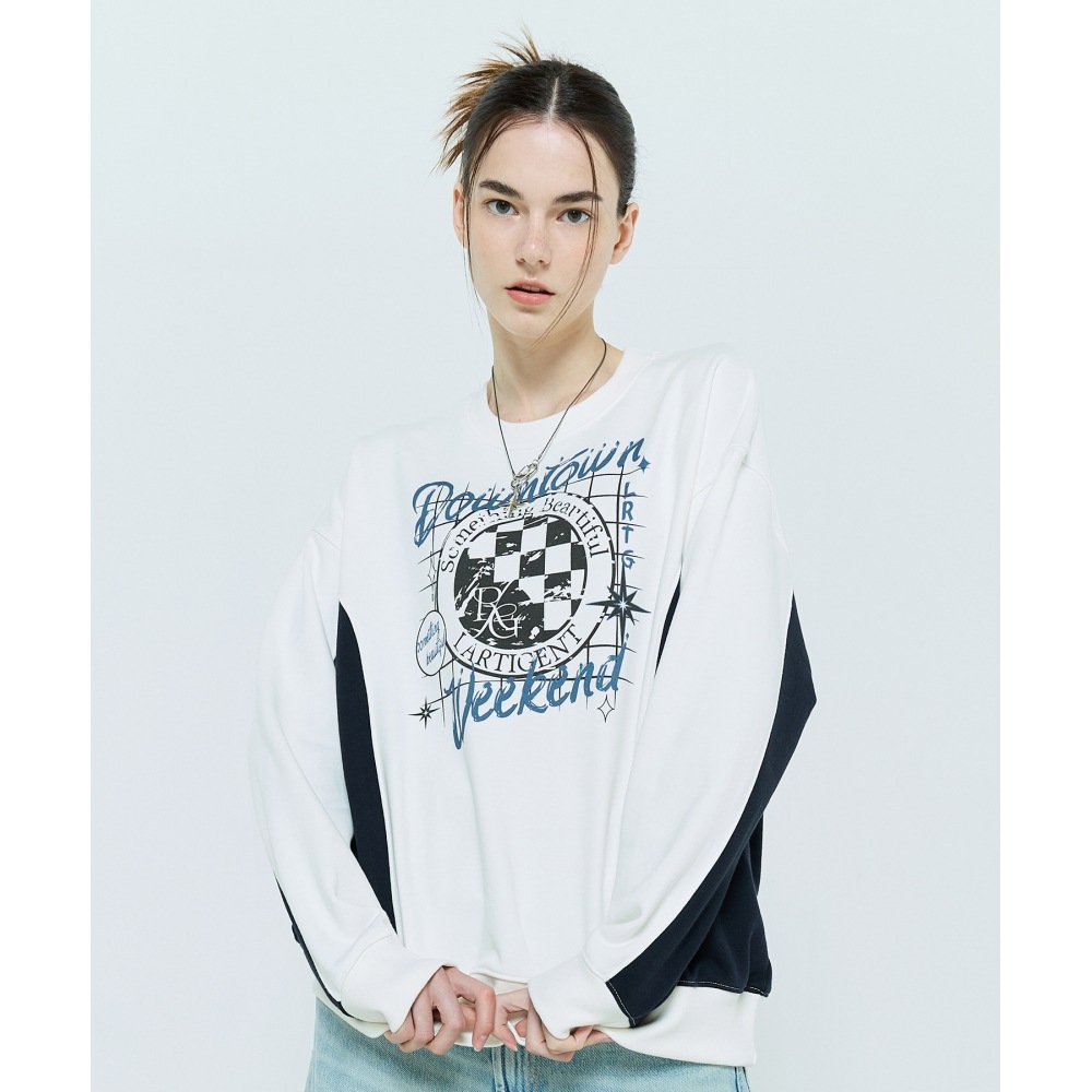 LARTIGENT L6 ダウンチェッカースウェットシャツ(ホワイト) LARTIGENT L6 ダウンチェッカースウェットシャツ(ホワイト)