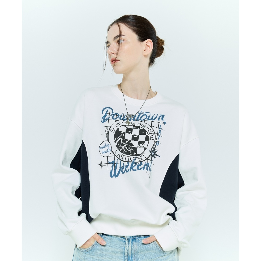 LARTIGENT L6 ダウンチェッカースウェットシャツ(ホワイト) LARTIGENT L6 ダウンチェッカースウェットシャツ(ホワイト)