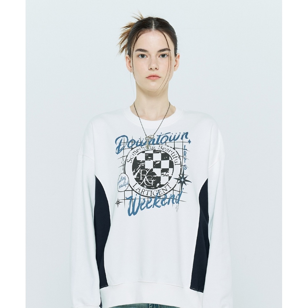 LARTIGENT L6 ダウンチェッカースウェットシャツ(ホワイト) LARTIGENT L6 ダウンチェッカースウェットシャツ(ホワイト)