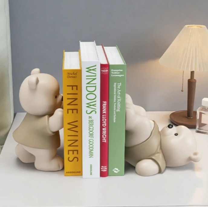 韓国雑貨 ブックエンド クマ2P 卓上整理 かわいい室内インテリア