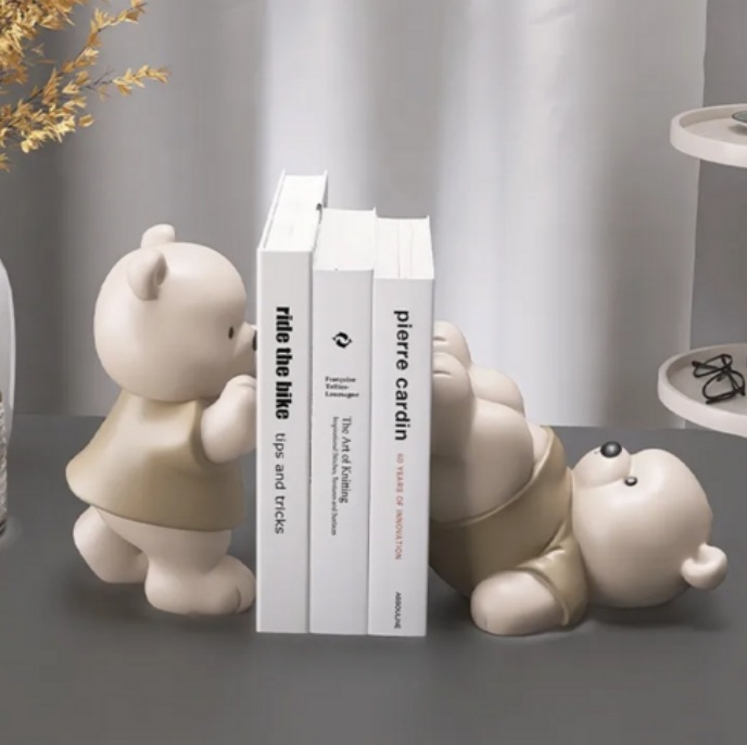 韓国雑貨 ブックエンド クマ2P 卓上整理 かわいい室内インテリア