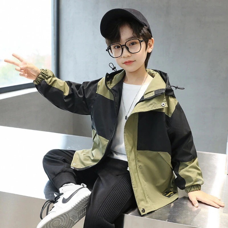 男の子つなぎフード付きジャケット24新作子供服ジャケット中高子供カジュアルトップス子供ウインドブレーカーファッション