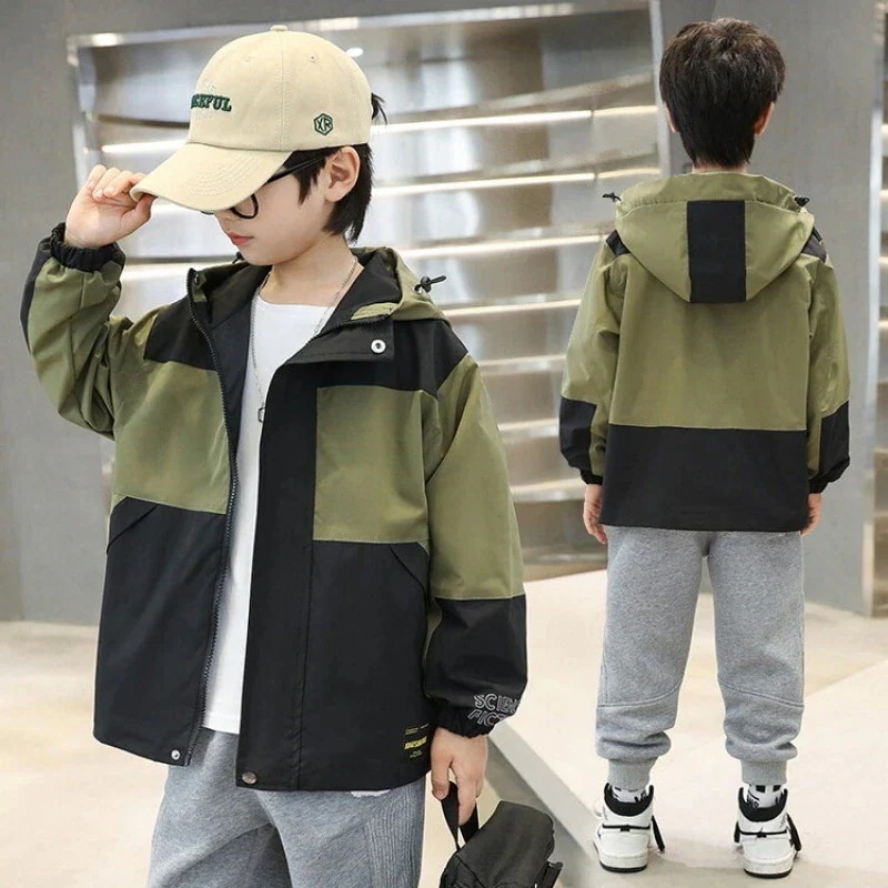 男の子つなぎフード付きジャケット24新作子供服ジャケット中高子供カジュアルトップス子供ウインドブレーカーファッション