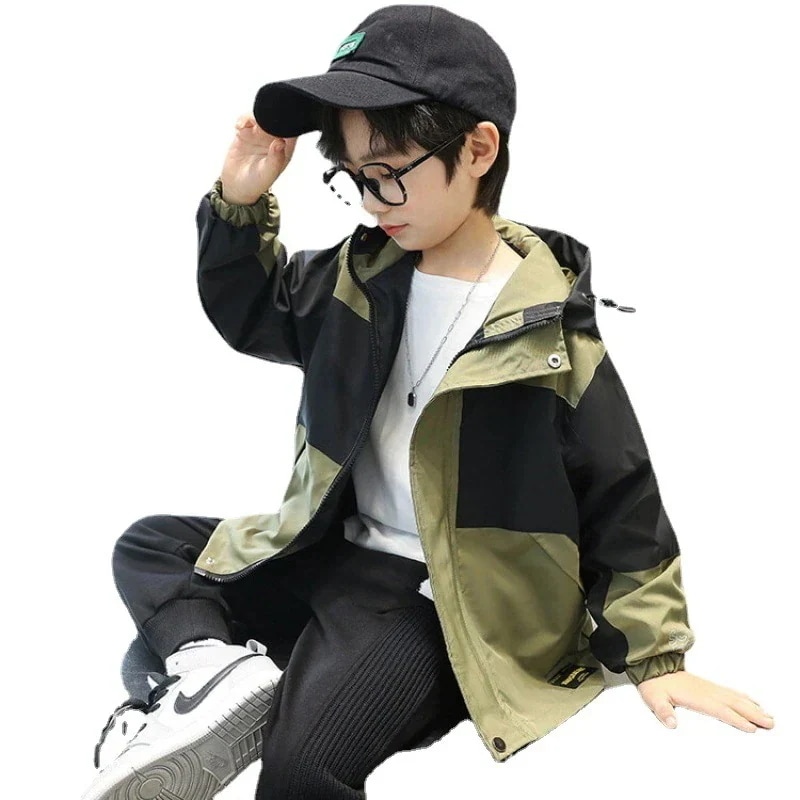男の子つなぎフード付きジャケット24新作子供服ジャケット中高子供カジュアルトップス子供ウインドブレーカーファッション