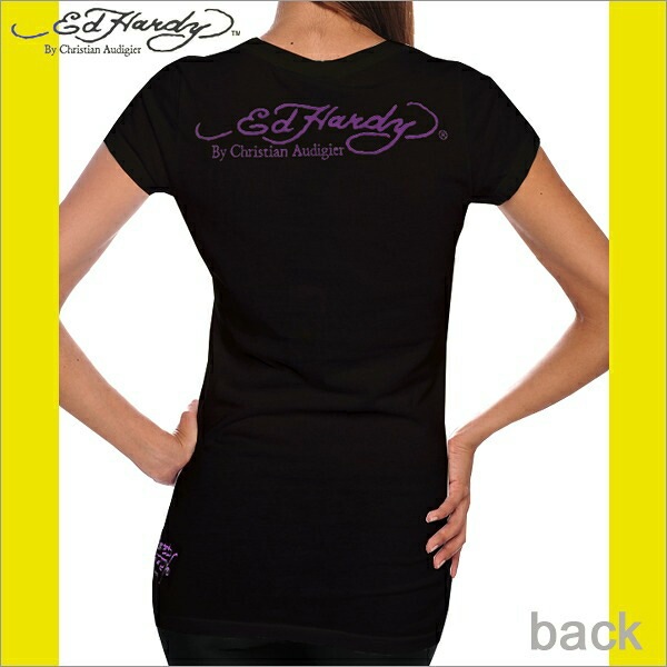 Ed Hardy スカルとバラ ラインストーン Tシャツ XS ショッパー