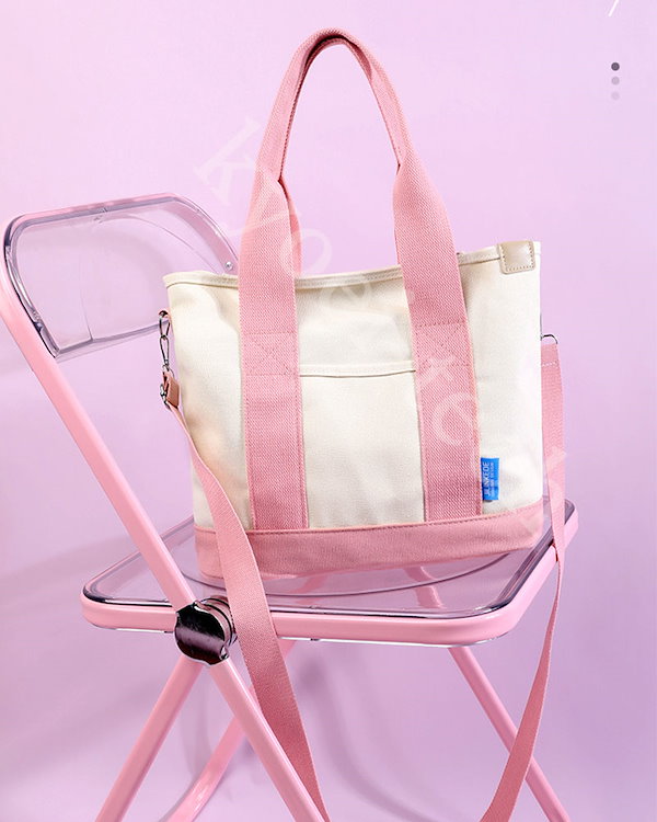 新品未使用！！ピンクキャンバスバッグ 無地 キャンバストートバッグ Mサイズ A4サイズ 大容量 綿100