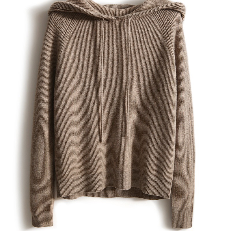 欧米の怠惰なカジュアル年齢を減らすカシミヤ ウール フード付き長袖ニット プルオーバー秋と冬の婦人服 欧米の怠惰なカジュアル年齢を減らすカシミヤ ウール フード付き長袖ニット プルオーバー秋と冬の婦人服