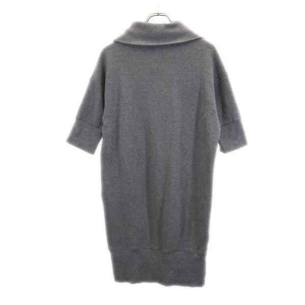 5分袖 タートルネック ワンピース 36 グレー レディース