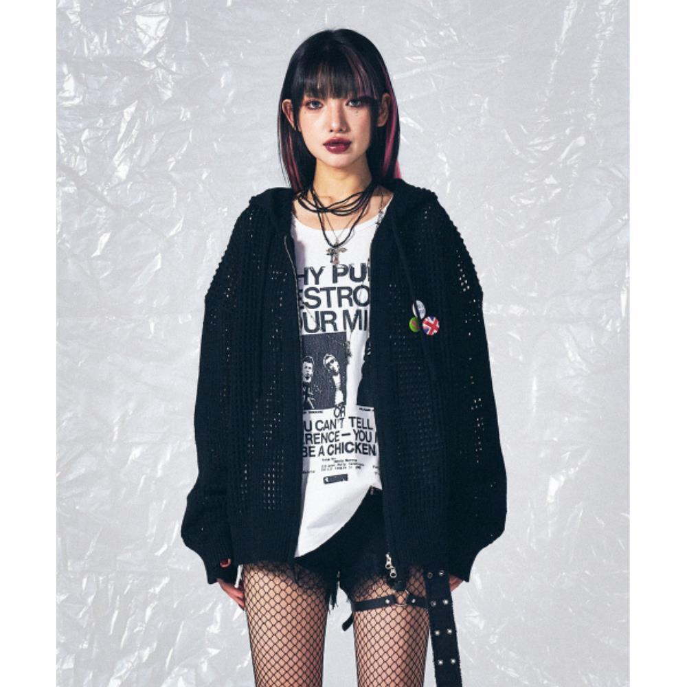 SCHISM INDUCING CROSS MESH ZIP HOODIE BLACK SB8JP20BK SCHISM INDUCING CROSS MESH ZIP HOODIE BLACK SB8JP20BK