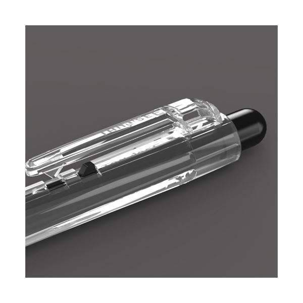 （まとめ）TANOSEE ノック式油性ボールペン0.7mm 黒（軸色：クリア）1パック（10本）20セット