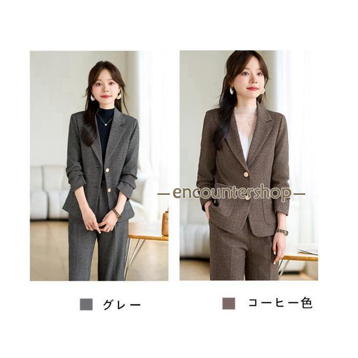 パンツスーツ セットアップ レディース ワイドパンツ ツイード 春 秋 冬 着痩せ スーツセット おしゃれ フォーマル