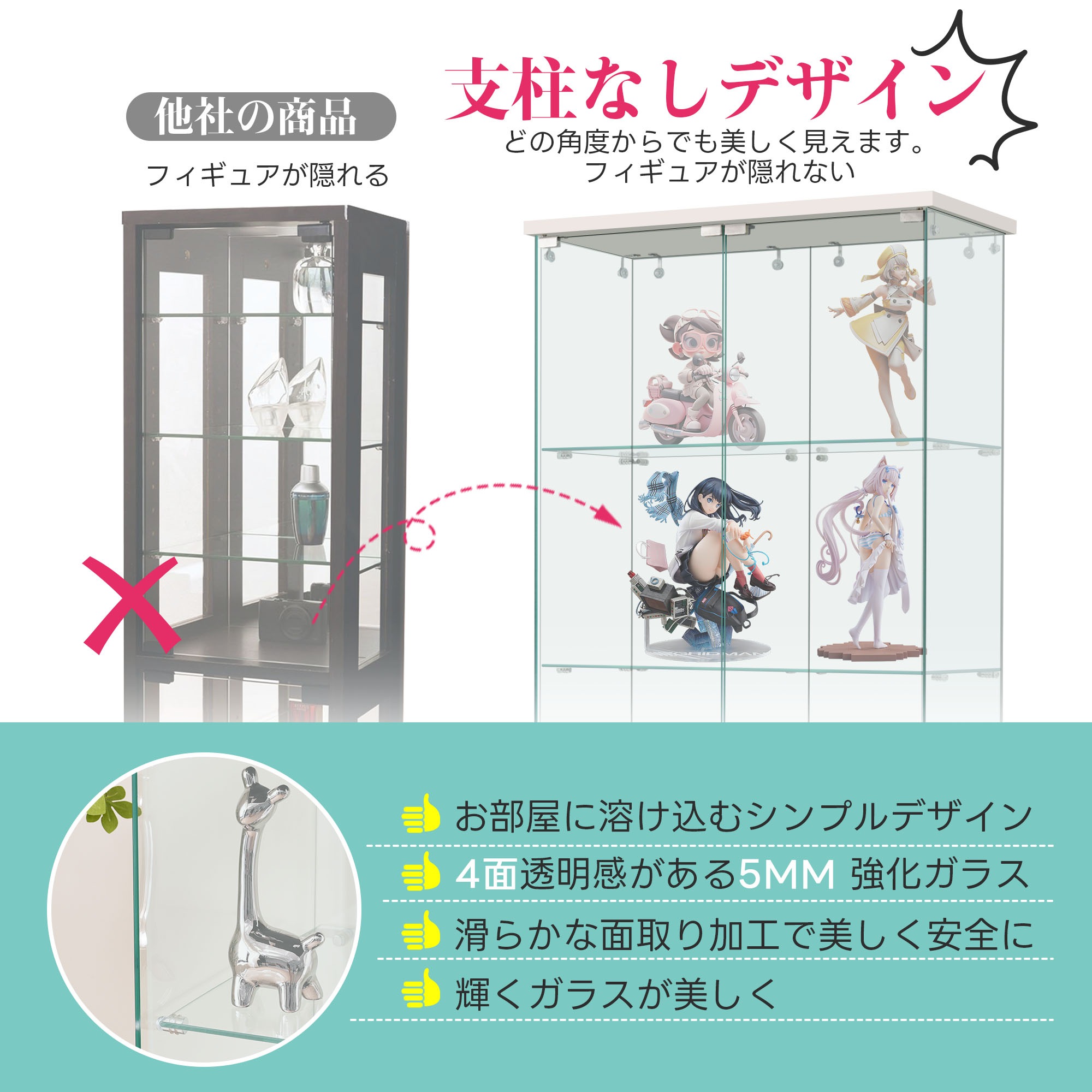 国内発送C]コレクションケース 両扉タイプ 大型 ワイドタイプ ガラス