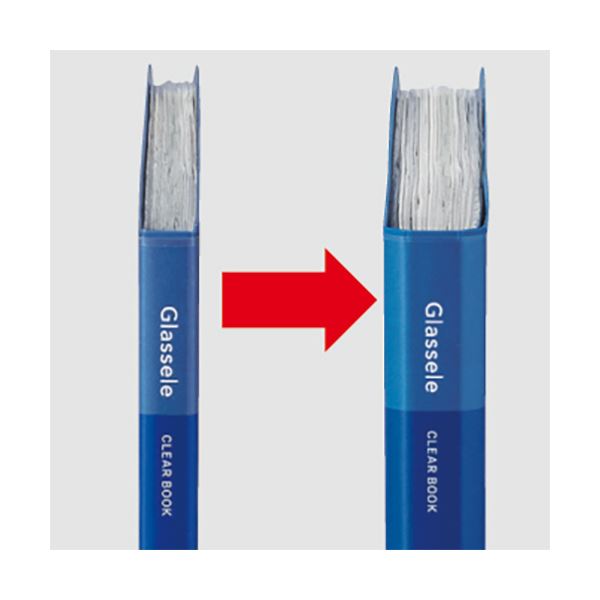 （まとめ）コクヨクリヤーブック（Glassele） 固定式・背ポケット A4タテ 60ポケット ライトブルー ラ-GLB60LB 1セット（4