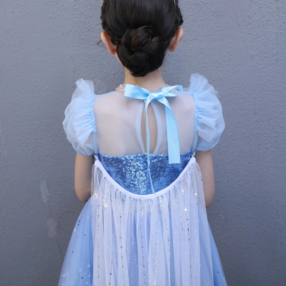 プリンセスドレス キッズ ドレス ブルー ドレス プリンセス 子供 仮装 ワンピース 子供用 半袖 キラキラ クリスマス 子供服 お姫様 かわいい 可愛い イベント ジュニア 女王 テーマパーク