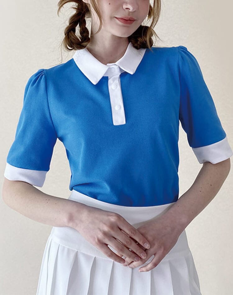 ゴルフ トップス レディース 半袖 襟付き ポロシャツ パフスリーブ 韓国 春夏 夏 スポーツウェア 涼感 スリムフィット かわいい 大人 おしゃれ バイカラー ゴルフウェア ピンク 青 白 緑 紺 ゴルフ トップス レディース 半袖 襟付き ポロシャツ パフスリーブ 韓国 春夏 夏 スポーツウェア 涼感 スリムフィット かわいい 大人 おしゃれ バイカラー ゴルフウェア ピンク 青 白 緑 紺