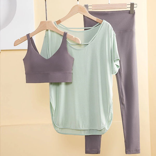 Qoo10] ヨガウェア 上下セット 3点セット ホッ