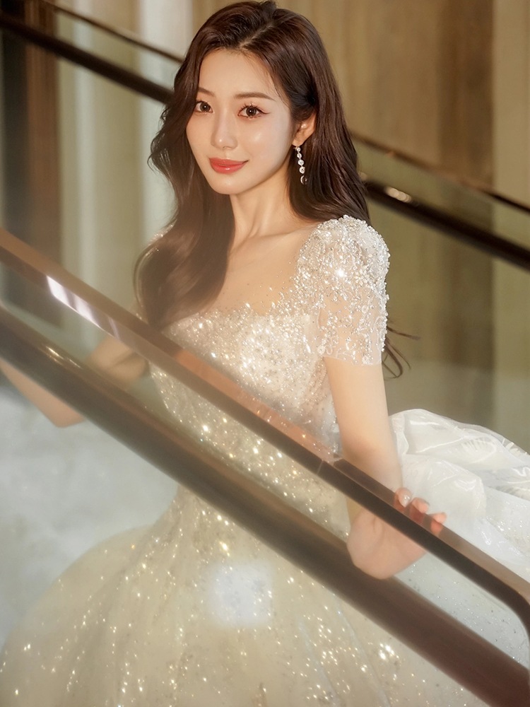 ウェディングドレス2025花嫁メイン糸ロングテール夏高級テクスチャライトレトロプチお出かけ糸 ウェディングドレス2025花嫁メイン糸ロングテール夏高級テクスチャライトレトロプチお出かけ糸