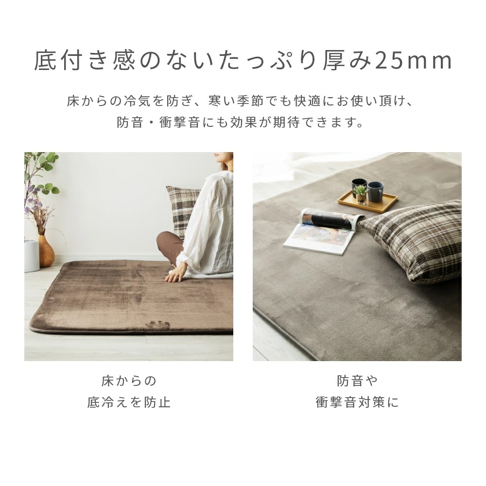 極厚 フランネル ラグ 抗菌 防臭 防ダニ 2畳 185×185cm フランネルラグ ラグマット カーペット マット 絨毯 ホットカーペット ホットカーペットカバー 床暖房 センターラグ リビングラグ