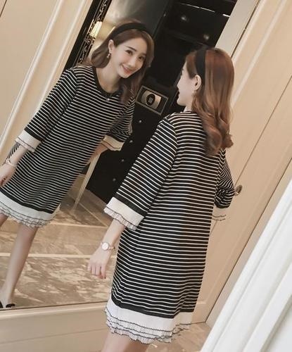 1240.ボーダーフリルワンピース(ブラック) 1240.ボーダーフリルワンピース(ブラック)