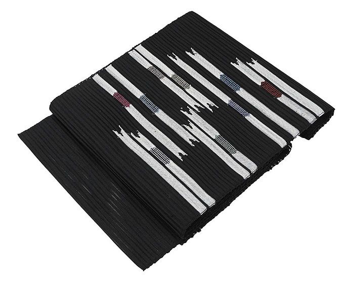 夏帯 名古屋帯 絽綴れ 正絹 新品 仕立て上がり 黒 横段 幾何 夏八