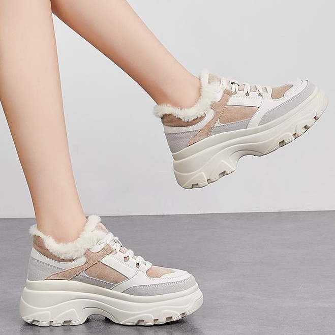 スニーカー 厚底スニーカー ダッドスニーカー 厚底 レースアップ 6.5cmソール 痛くない 歩きやすい 履きやすい 走れる 疲れにくい 裏ボア 脚長 スエード かわいい 大人可愛い シンプル