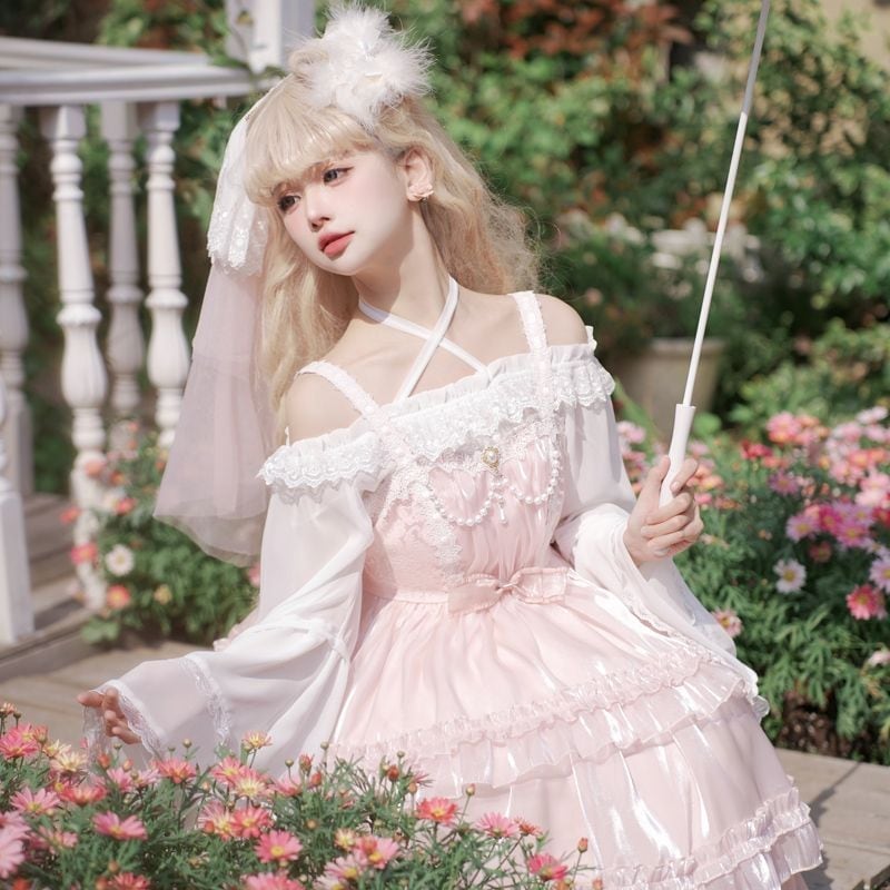 ハロウィン新作キャミソールスカート 可愛い ロリータ 二次元 ワンピース メイド 洋装 半袖 op日常 三段ケーキスカート 花嫁 茶会