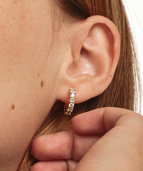 MONDAY EDITION Glittering Golden Hoop Earrings (Small)