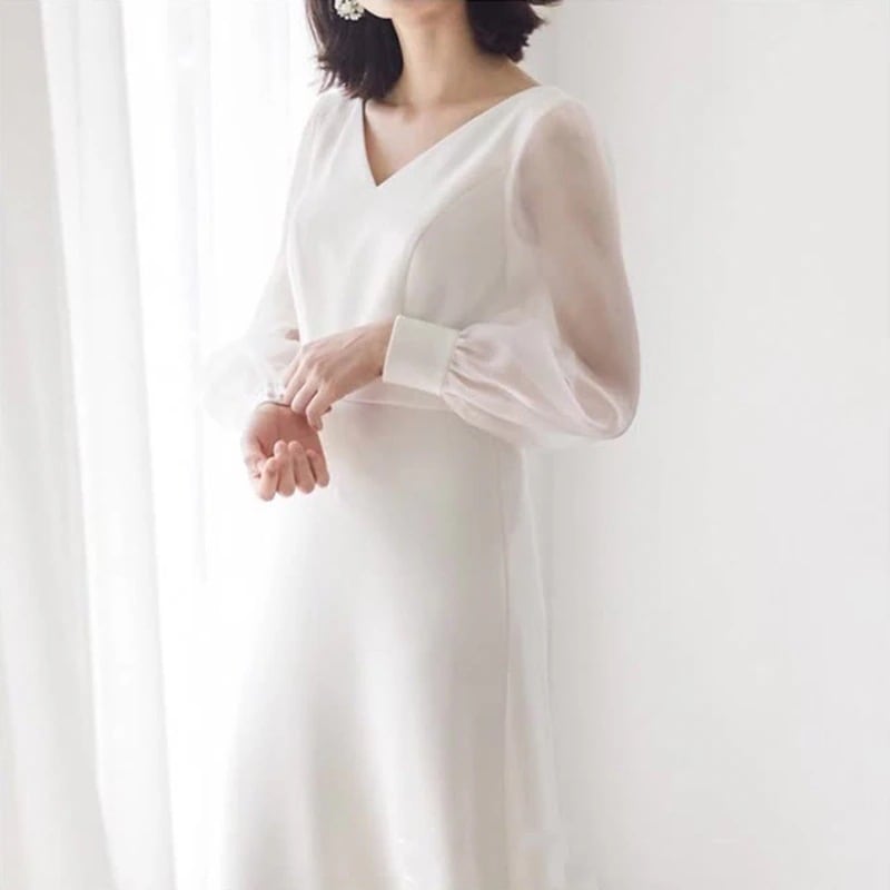 今年人気爆発中結婚式 ドレス ドレス ワンピース サテン ウエディングドレス シンプル 花嫁 披露宴 二次会 謝恩会 発表会 演奏会 女子会
