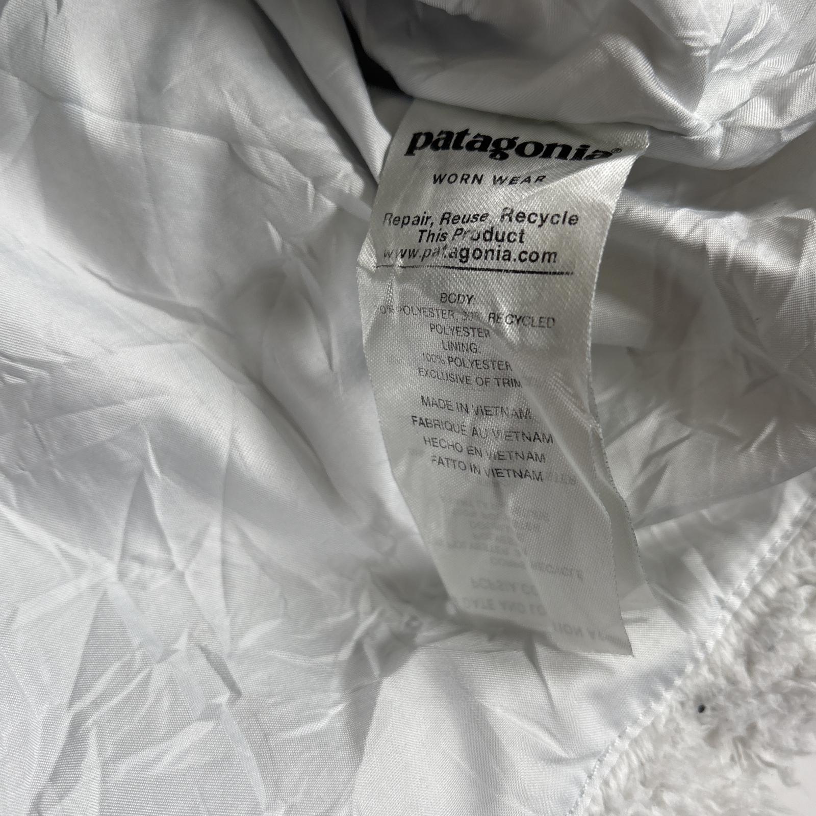 古着 フリースベスト ワンポイントロゴ フルジップ ボア 中綿 アウトドア L ホワイト レディース